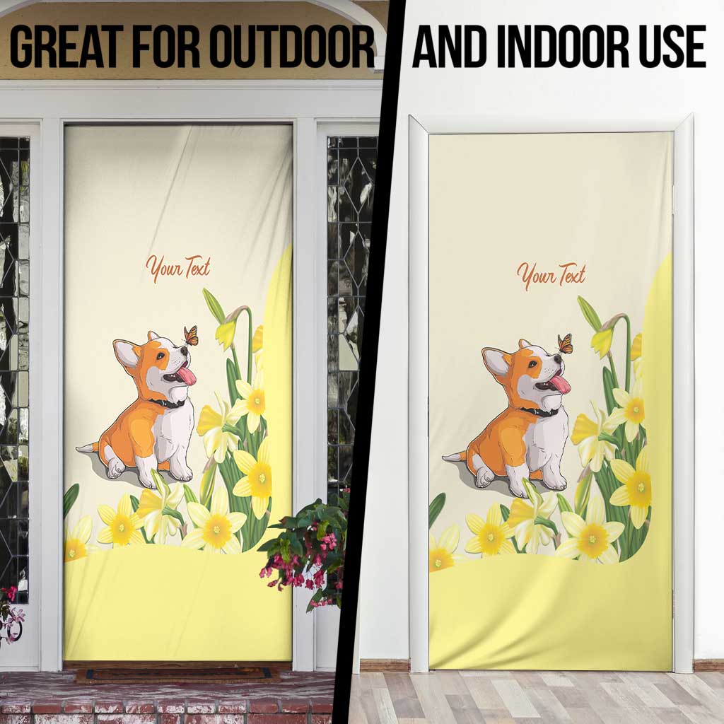 Personalised Wales Corgi and Daffodil Door Cover Welsh Dog Lovers - Wonder Print Shop