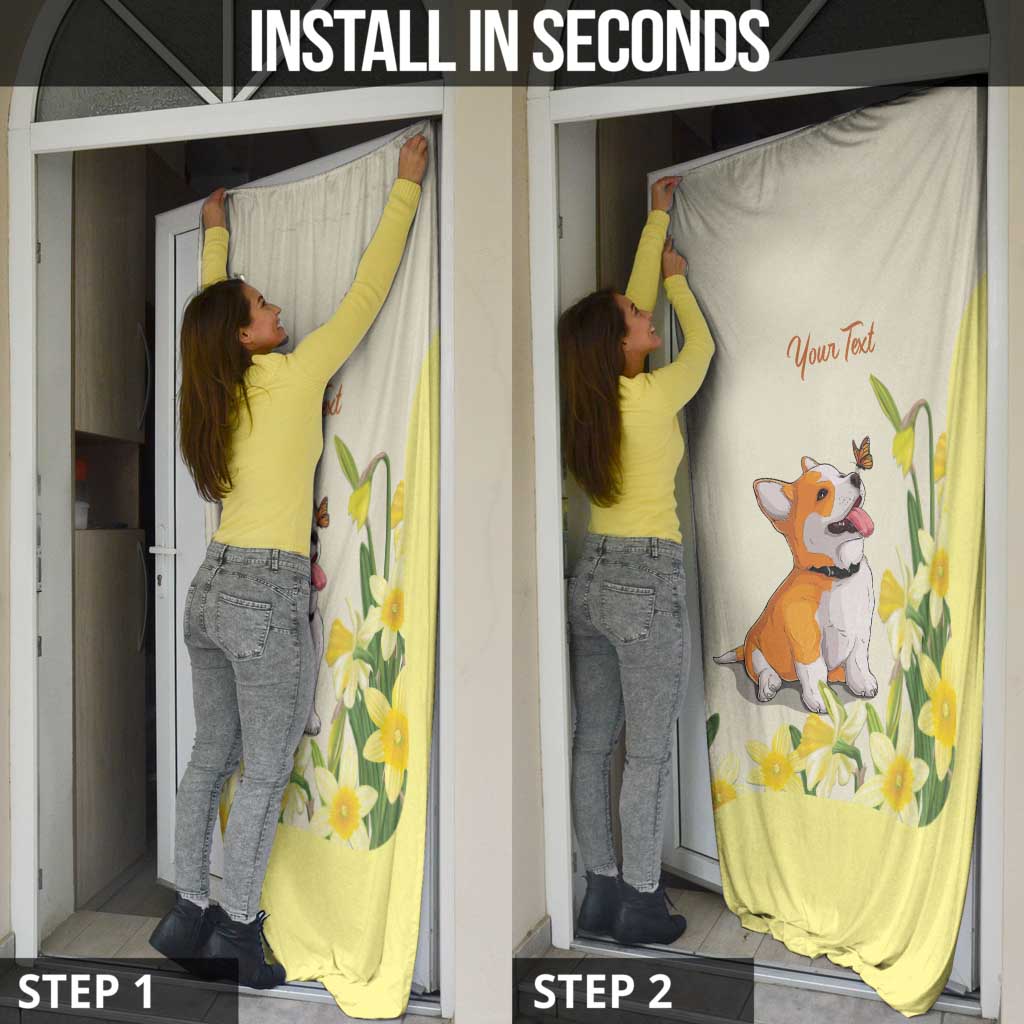 Personalised Wales Corgi and Daffodil Door Cover Welsh Dog Lovers - Wonder Print Shop