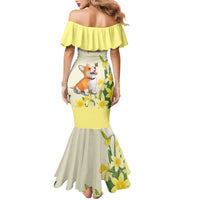 Personalised Wales Corgi and Daffodil Family Matching Mermaid Dress and Hawaiian Shirt Welsh Dog Lovers - Wonder Print Shop