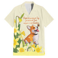 Personalised Wales Corgi and Daffodil Family Matching Off The Shoulder Long Sleeve Dress and Hawaiian Shirt Welsh Dog Lovers - Wonder Print Shop