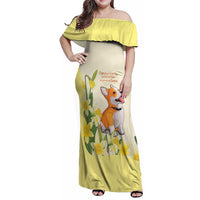Personalised Wales Corgi and Daffodil Family Matching Off Shoulder Maxi Dress and Hawaiian Shirt Welsh Dog Lovers - Wonder Print Shop