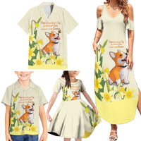 Personalised Wales Corgi and Daffodil Family Matching Summer Maxi Dress and Hawaiian Shirt Welsh Dog Lovers - Wonder Print Shop