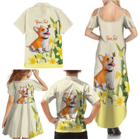 Personalised Wales Corgi and Daffodil Family Matching Summer Maxi Dress and Hawaiian Shirt Welsh Dog Lovers - Wonder Print Shop