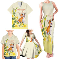 Personalised Wales Corgi and Daffodil Family Matching Tank Maxi Dress and Hawaiian Shirt Welsh Dog Lovers - Wonder Print Shop