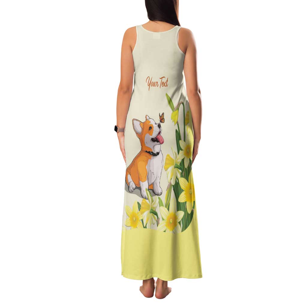 Personalised Wales Corgi and Daffodil Family Matching Tank Maxi Dress and Hawaiian Shirt Welsh Dog Lovers - Wonder Print Shop