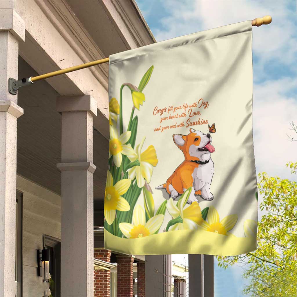 Wales Corgi and Daffodil Garden Flag Welsh Dog Lovers - Wonder Print Shop