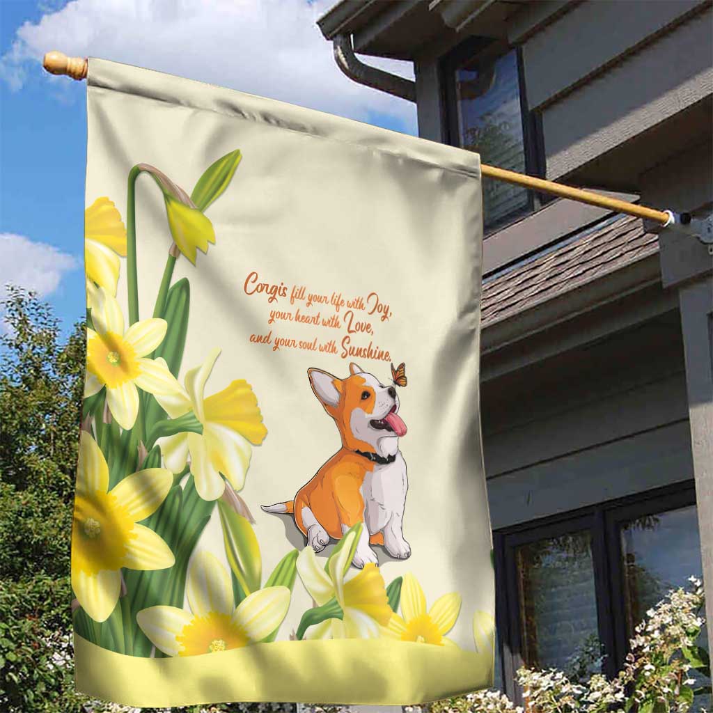 Wales Corgi and Daffodil Garden Flag Welsh Dog Lovers - Wonder Print Shop
