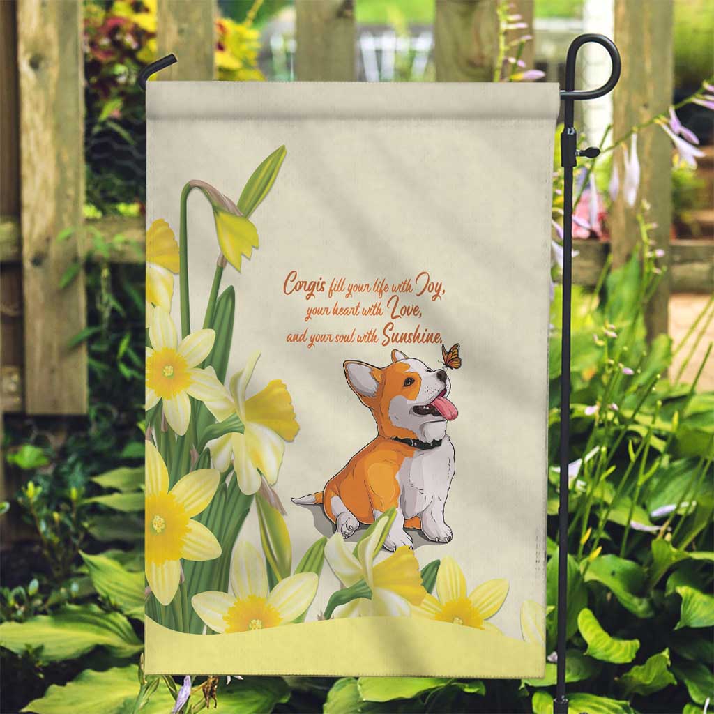 Wales Corgi and Daffodil Garden Flag Welsh Dog Lovers - Wonder Print Shop
