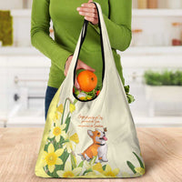 Wales Corgi and Daffodil Grocery Bag Welsh Dog Lovers - Wonder Print Shop