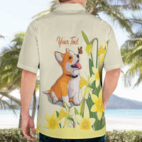 Personalised Wales Corgi and Daffodil Hawaiian Shirt Welsh Dog Lovers - Wonder Print Shop