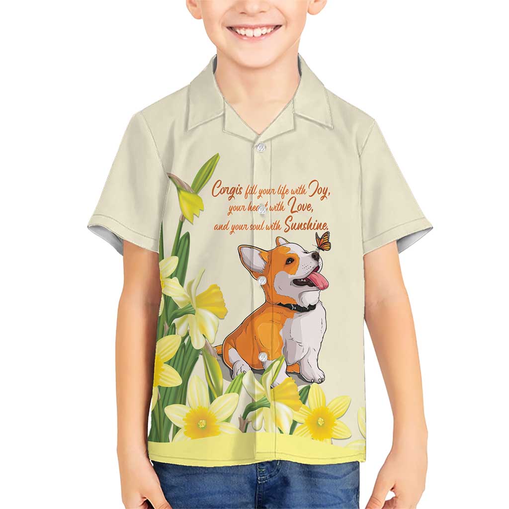 Personalised Wales Corgi and Daffodil Hawaiian Shirt Welsh Dog Lovers - Wonder Print Shop