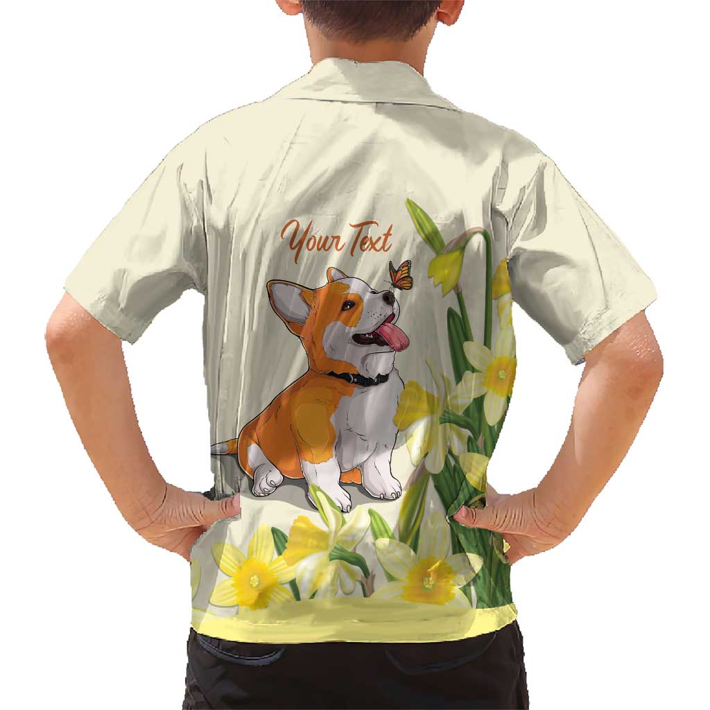 Personalised Wales Corgi and Daffodil Hawaiian Shirt Welsh Dog Lovers - Wonder Print Shop