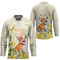 Personalised Wales Corgi and Daffodil Hockey Jersey Welsh Dog Lovers - Wonder Print Shop