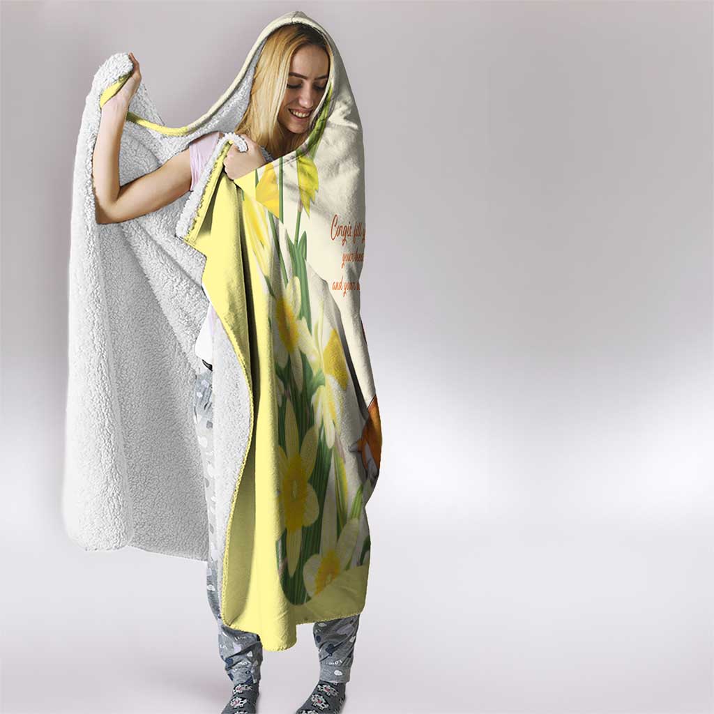 Wales Corgi and Daffodil Hooded Blanket Welsh Dog Lovers - Wonder Print Shop