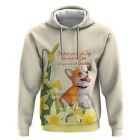 Personalised Wales Corgi and Daffodil Hoodie Welsh Dog Lovers - Wonder Print Shop