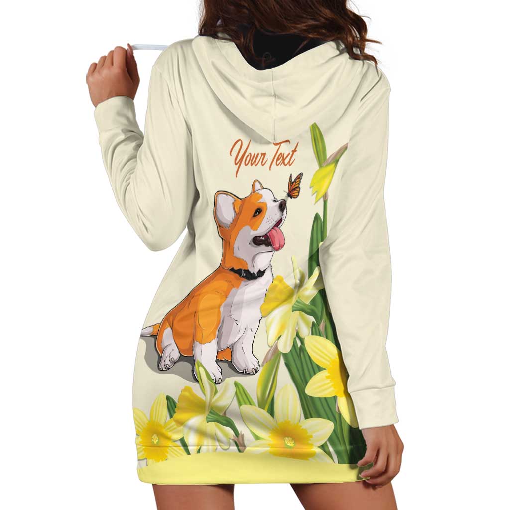Personalised Wales Corgi and Daffodil Hoodie Dress Welsh Dog Lovers - Wonder Print Shop