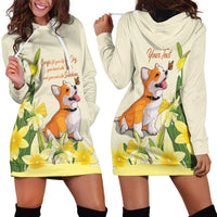Personalised Wales Corgi and Daffodil Hoodie Dress Welsh Dog Lovers - Wonder Print Shop