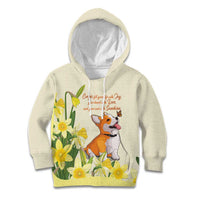 Personalised Wales Corgi and Daffodil Kid Hoodie Welsh Dog Lovers - Wonder Print Shop