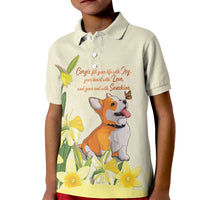 Personalised Wales Corgi and Daffodil Kid Polo Shirt Welsh Dog Lovers - Wonder Print Shop