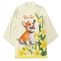Personalised Wales Corgi and Daffodil Kimono Welsh Dog Lovers - Wonder Print Shop