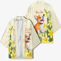 Personalised Wales Corgi and Daffodil Kimono Welsh Dog Lovers - Wonder Print Shop