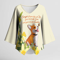 Personalised Wales Corgi and Daffodil Kimono Sleeve Blouse Welsh Dog Lovers - Wonder Print Shop