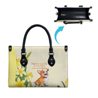 Wales Corgi and Daffodil Leather Bag Welsh Dog Lovers - Wonder Print Shop