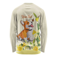 Personalised Wales Corgi and Daffodil Long Sleeve Shirt Welsh Dog Lovers - Wonder Print Shop