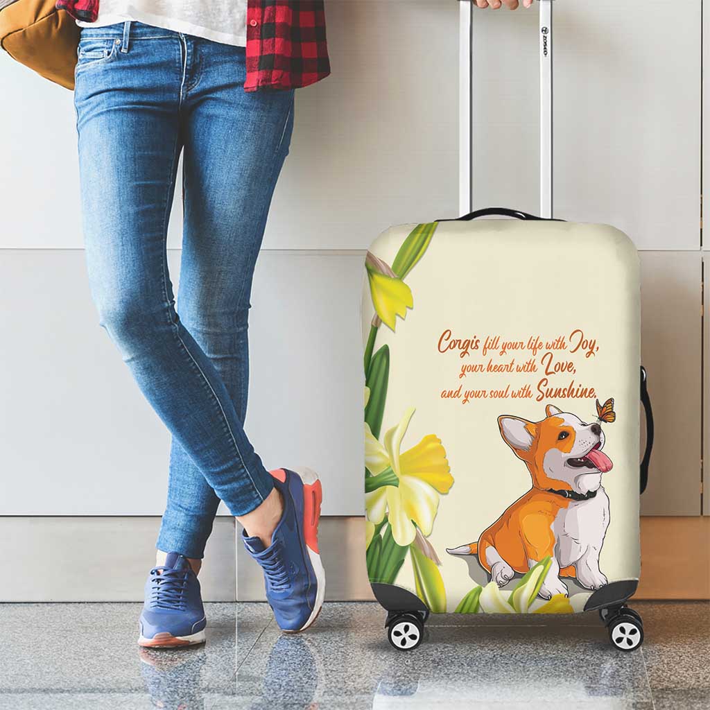 Wales Corgi and Daffodil Luggage Cover Welsh Dog Lovers - Wonder Print Shop