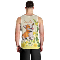 Personalised Wales Corgi and Daffodil Men Tank Top Welsh Dog Lovers - Wonder Print Shop