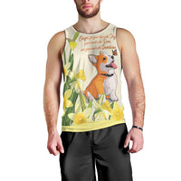 Personalised Wales Corgi and Daffodil Men Tank Top Welsh Dog Lovers - Wonder Print Shop
