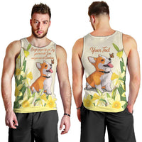 Personalised Wales Corgi and Daffodil Men Tank Top Welsh Dog Lovers - Wonder Print Shop