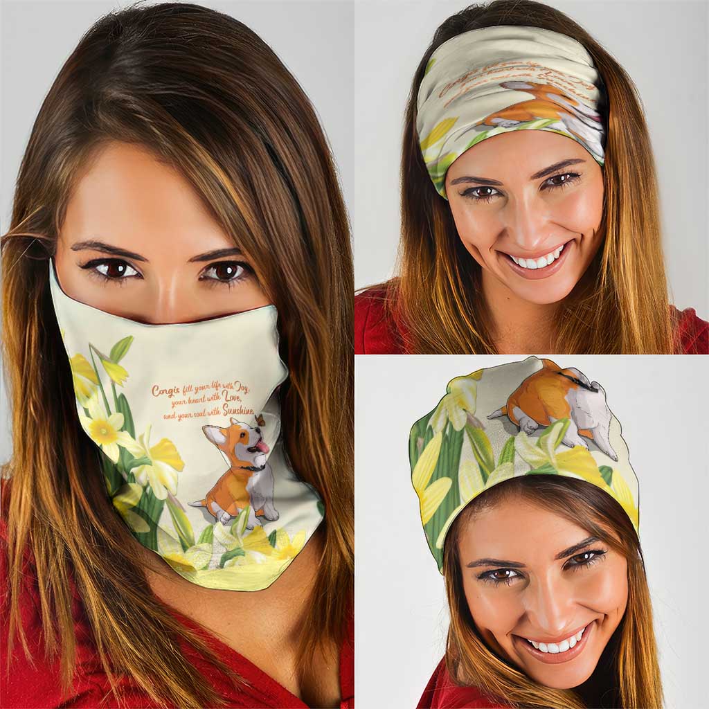 Wales Corgi and Daffodil Neck Gaiter Welsh Dog Lovers - Wonder Print Shop