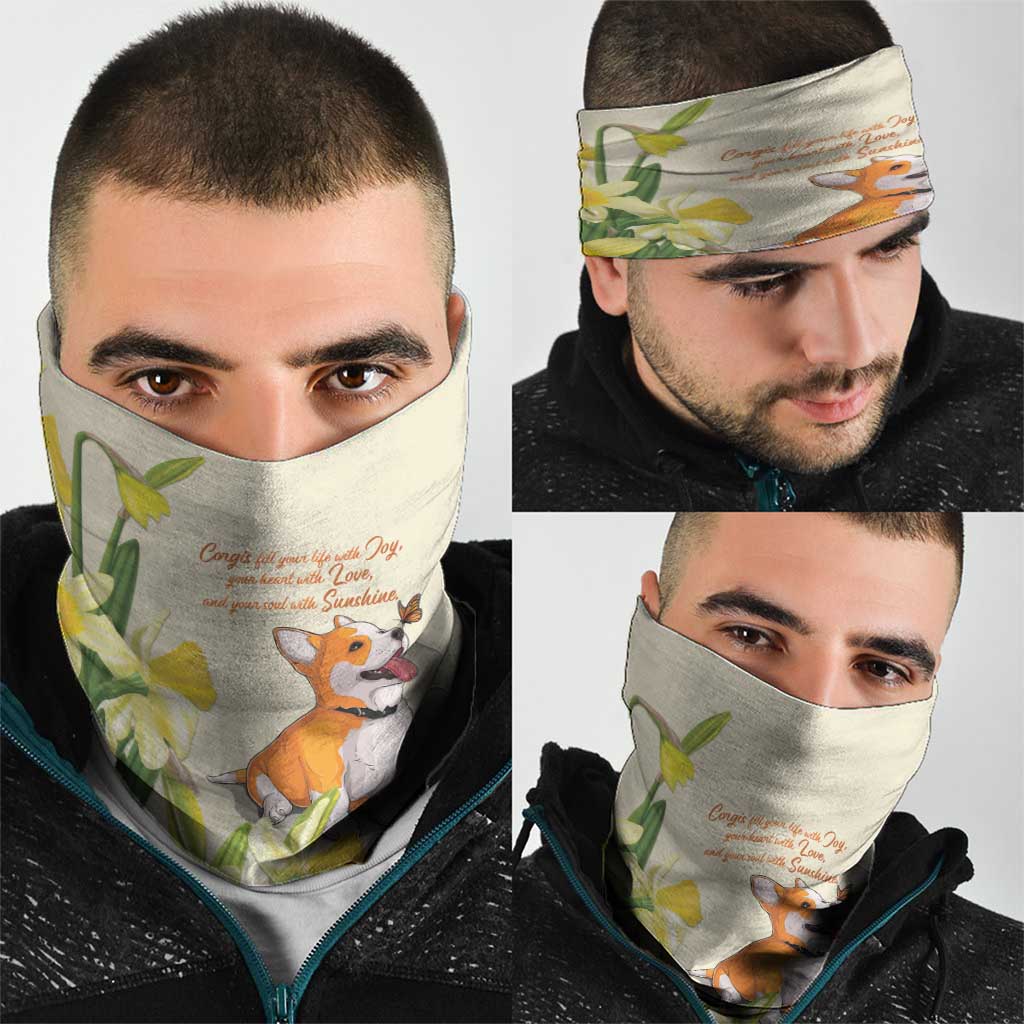 Wales Corgi and Daffodil Neck Gaiter Welsh Dog Lovers - Wonder Print Shop