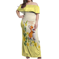Personalised Wales Corgi and Daffodil Off Shoulder Maxi Dress Welsh Dog Lovers - Wonder Print Shop