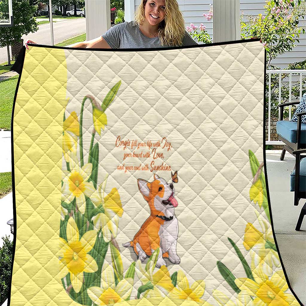 Wales Corgi and Daffodil Quilt Welsh Dog Lovers - Wonder Print Shop