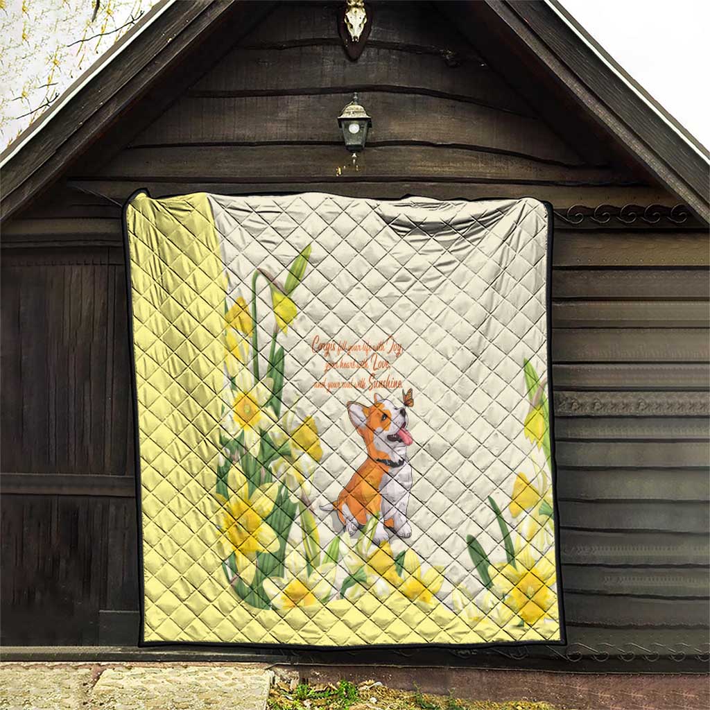 Wales Corgi and Daffodil Quilt Welsh Dog Lovers - Wonder Print Shop