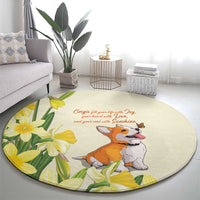 Wales Corgi and Daffodil Round Carpet Welsh Dog Lovers - Wonder Print Shop