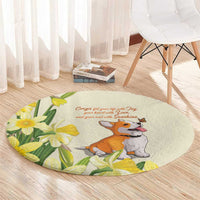 Wales Corgi and Daffodil Round Carpet Welsh Dog Lovers - Wonder Print Shop