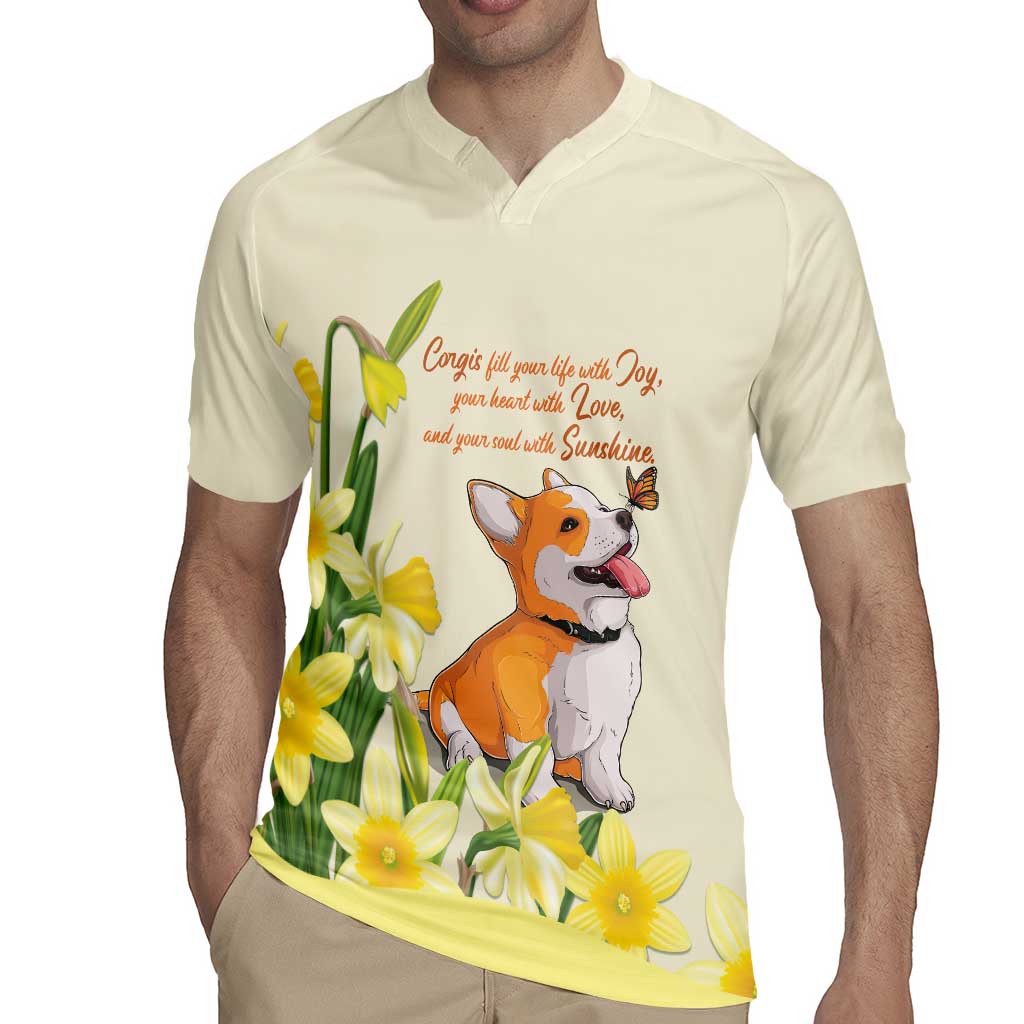 Personalised Wales Corgi and Daffodil Rugby Jersey Welsh Dog Lovers - Wonder Print Shop