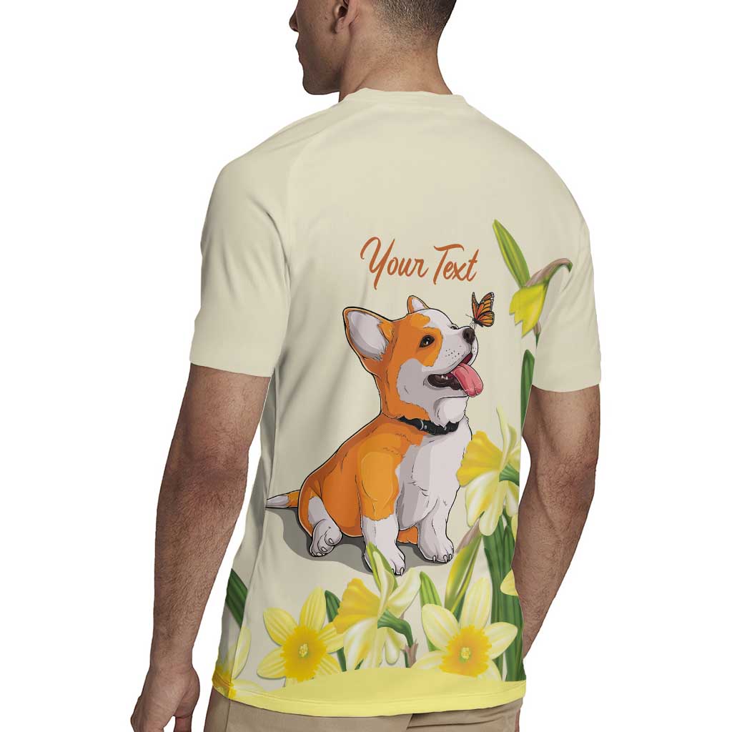 Personalised Wales Corgi and Daffodil Rugby Jersey Welsh Dog Lovers - Wonder Print Shop