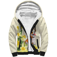 Personalised Wales Corgi and Daffodil Sherpa Hoodie Welsh Dog Lovers - Wonder Print Shop
