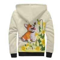 Personalised Wales Corgi and Daffodil Sherpa Hoodie Welsh Dog Lovers - Wonder Print Shop