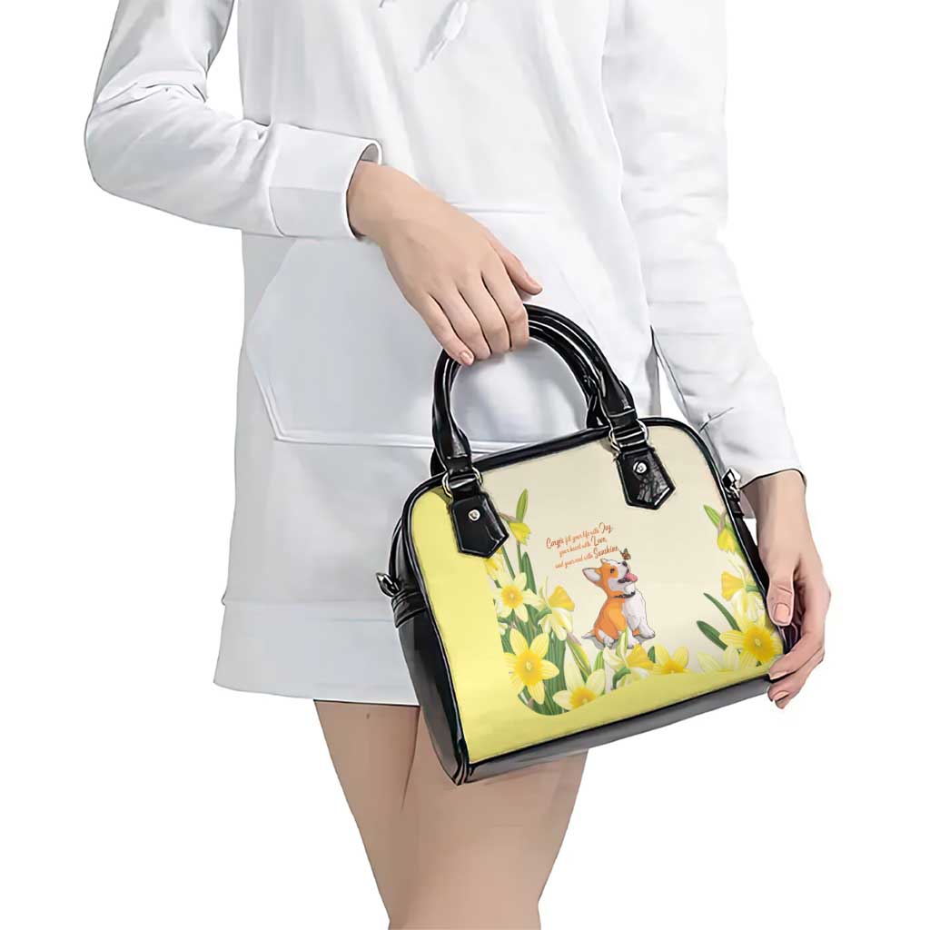 Wales Corgi and Daffodil Shoulder Handbag Welsh Dog Lovers - Wonder Print Shop