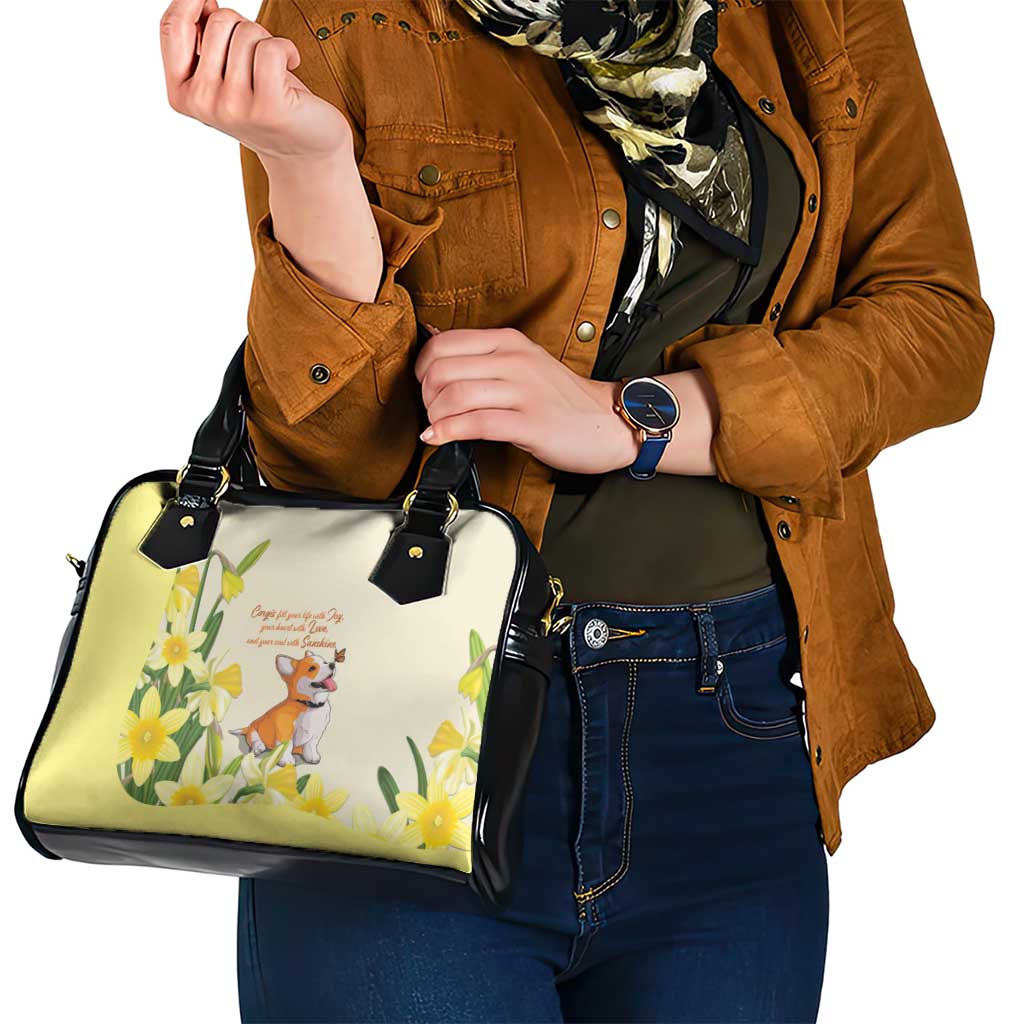 Wales Corgi and Daffodil Shoulder Handbag Welsh Dog Lovers - Wonder Print Shop