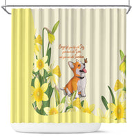 Wales Corgi and Daffodil Shower Curtain Welsh Dog Lovers - Wonder Print Shop
