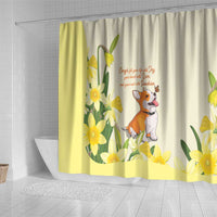 Wales Corgi and Daffodil Shower Curtain Welsh Dog Lovers - Wonder Print Shop
