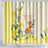 Wales Corgi and Daffodil Shower Curtain Welsh Dog Lovers - Wonder Print Shop