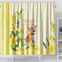 Wales Corgi and Daffodil Shower Curtain Welsh Dog Lovers - Wonder Print Shop