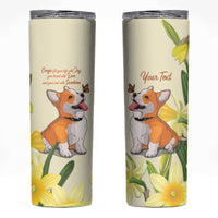 Personalised Wales Corgi and Daffodil Skinny Tumbler Welsh Dog Lovers - Wonder Print Shop